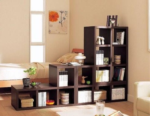  Giá sách vừa là nơi lưu trữ đồ vừa giúp ngăn cách không gian giữa phòng khách và phòng ngủ